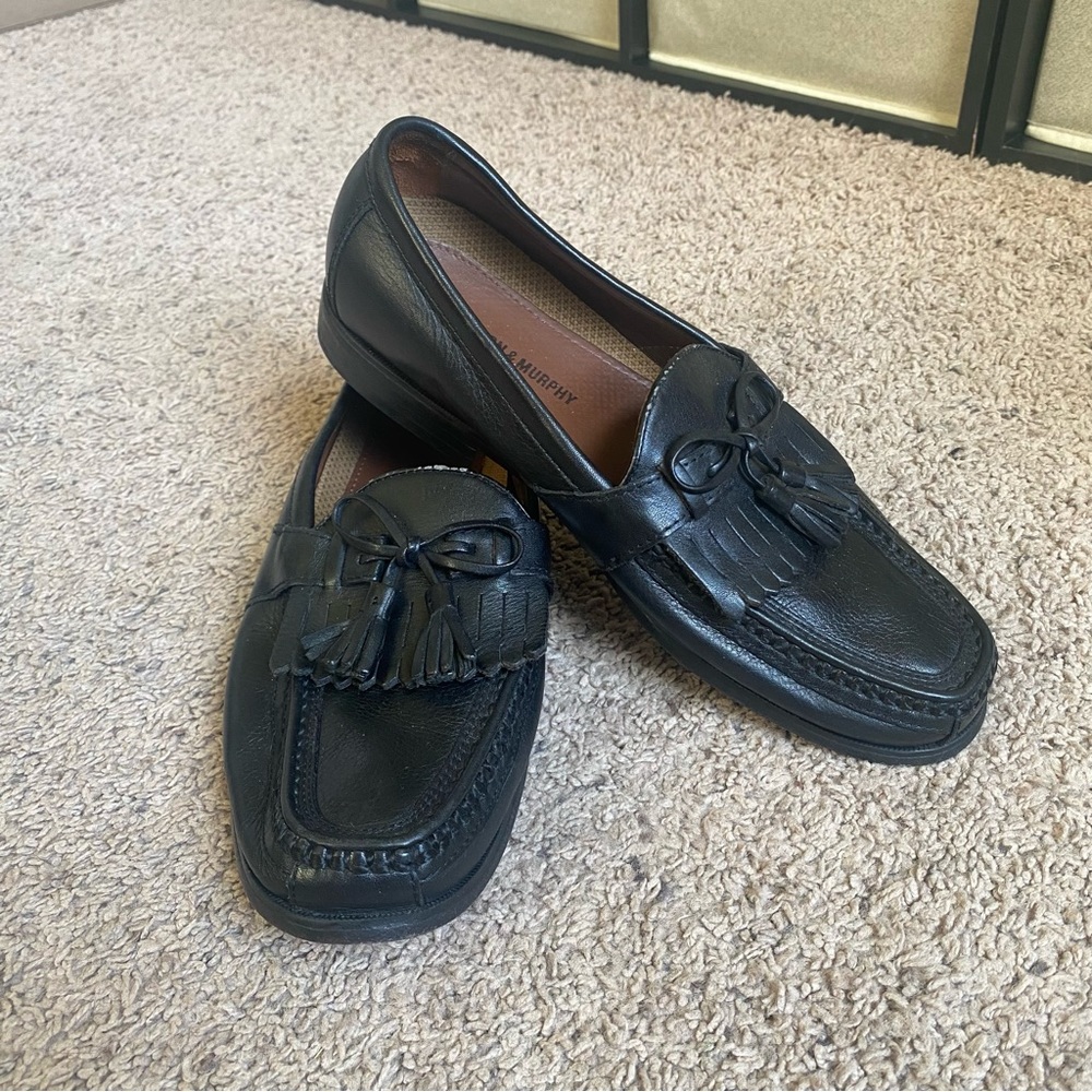 Johnston & Murphy Mens Black Aragon Moccasins Size 9